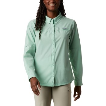 Columbia Coral Point Long Sleeve Woven, Camisa Verde Menta Para Mujer | 246017-WBH